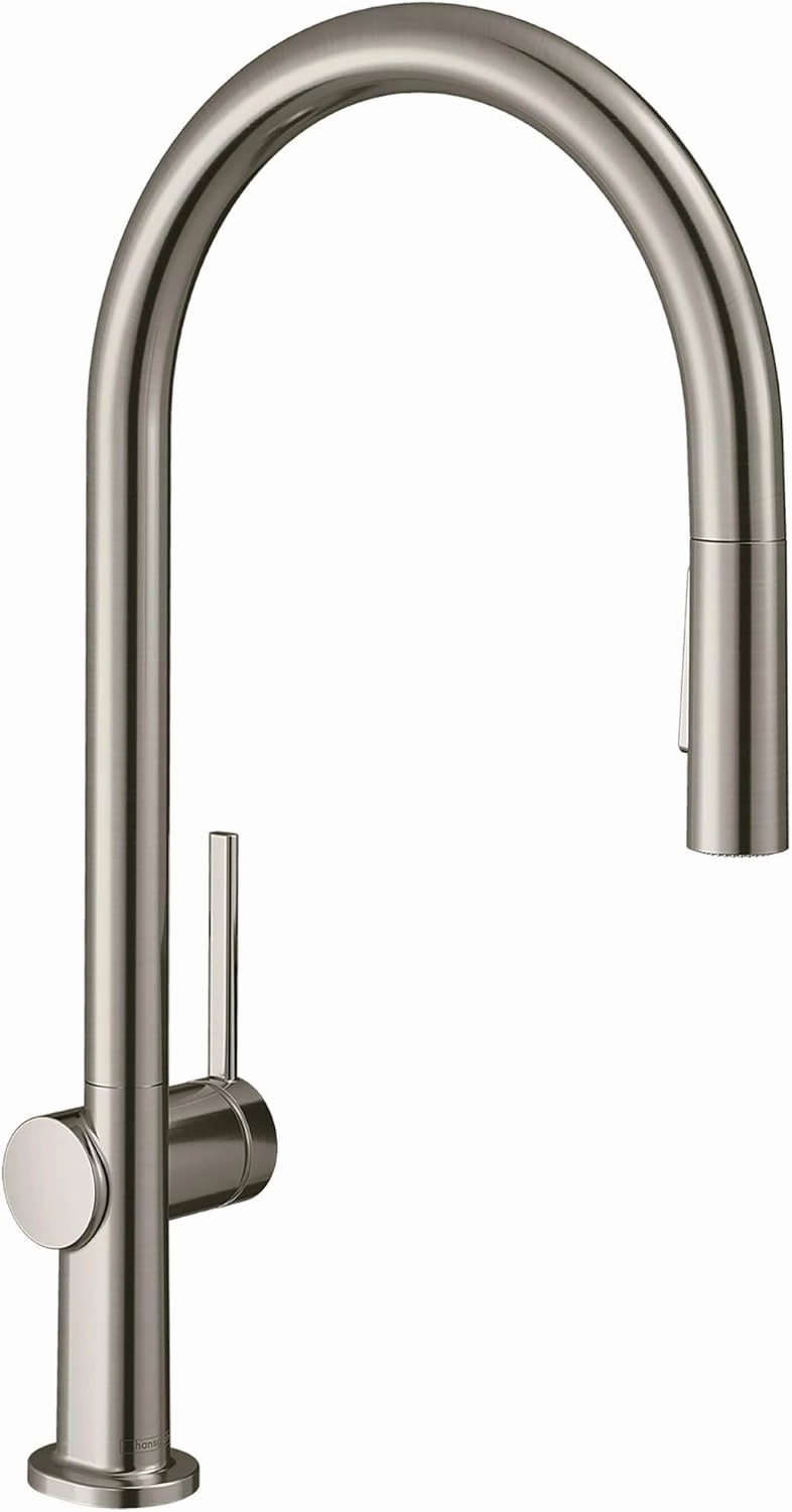 hansgrohe Talis N High Arc Kitchen Faucet, Kitchen Faucets with Pull Down Sprayer, Faucet for Kitchen Sink, Magnetic Docking Spray Head, Stainless Steel Optic 72857801