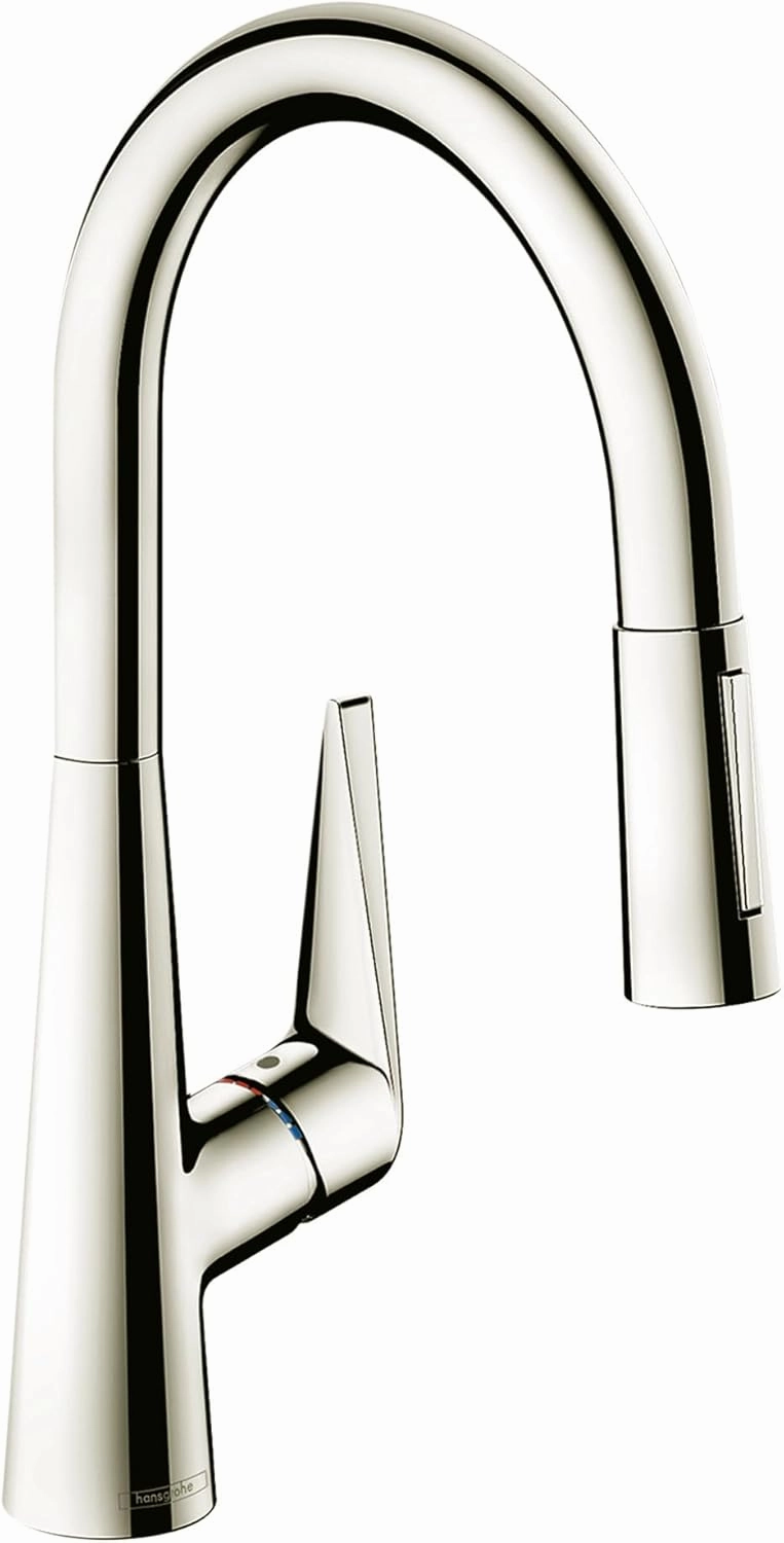 hansgrohe Talis S Brushed Nickel High Arc Kitchen Faucet, Kitchen Faucets with Pull Down Sprayer, Faucet for Kitchen Sink, Magnetic Docking Spray Head, Polished Nickel 72813831