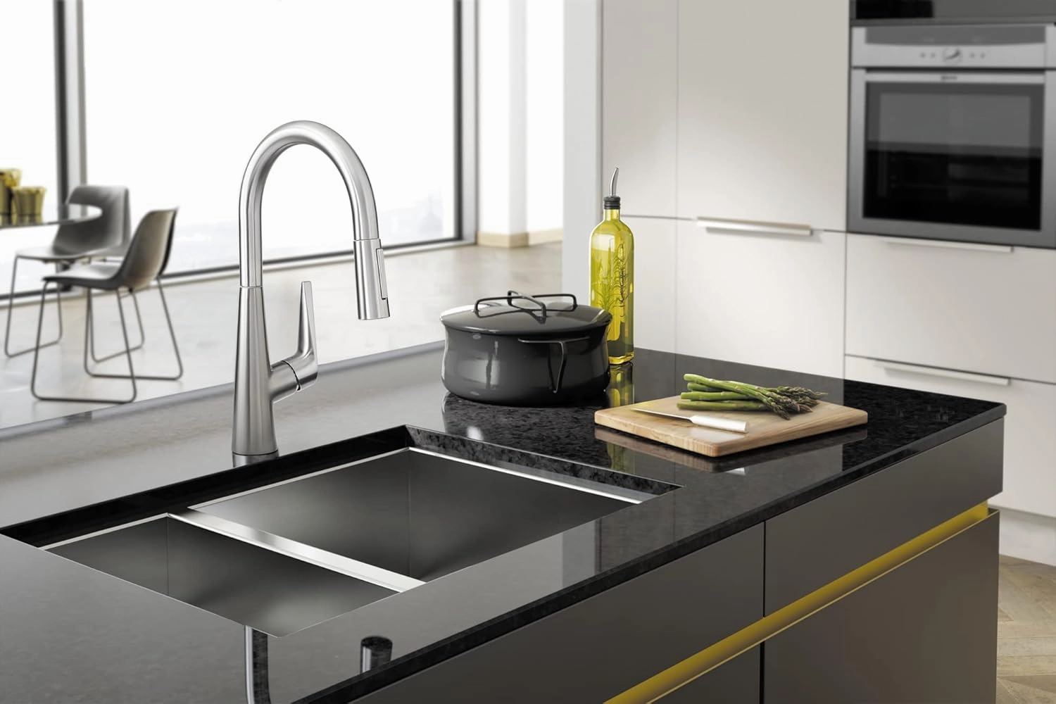 hansgrohe Talis S Brushed Nickel High Arc Kitchen Faucet, Kitchen Faucets with Pull Down Sprayer, Faucet for Kitchen Sink, Magnetic Docking Spray Head, Polished Nickel 72813831