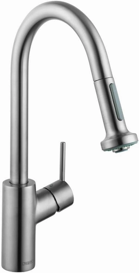 hansgrohe Talis S² Stainless Steel High Arc Kitchen Faucet, Kitchen Faucets with Pull Down Sprayer, Faucet for Kitchen Sink, Magnetic Docking Spray Head, Stainless Steel Optic 14877801