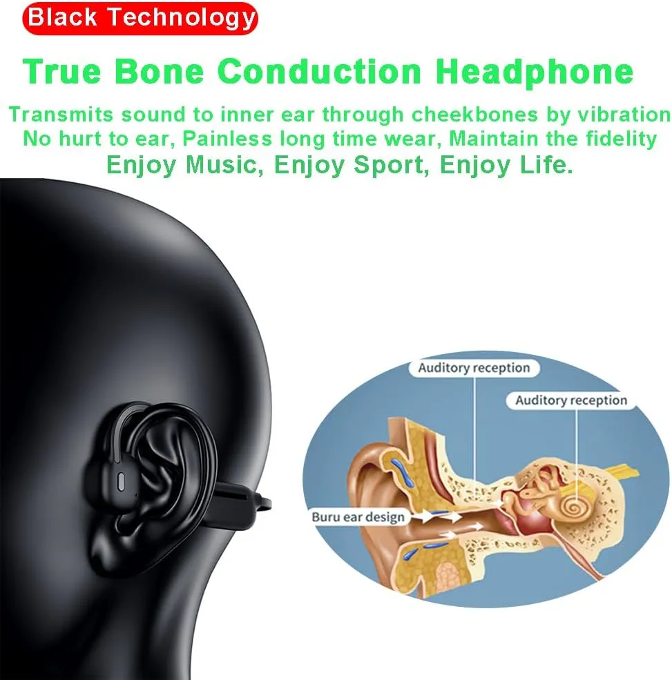 HAO Swimming Headphones True Bone Conduction Open Ear Headset MP3 Player Built-in 32G Memory IP68 Underwater Waterproof Stereo Bluetooth Earphone for Driving Bicycling Running Skiing