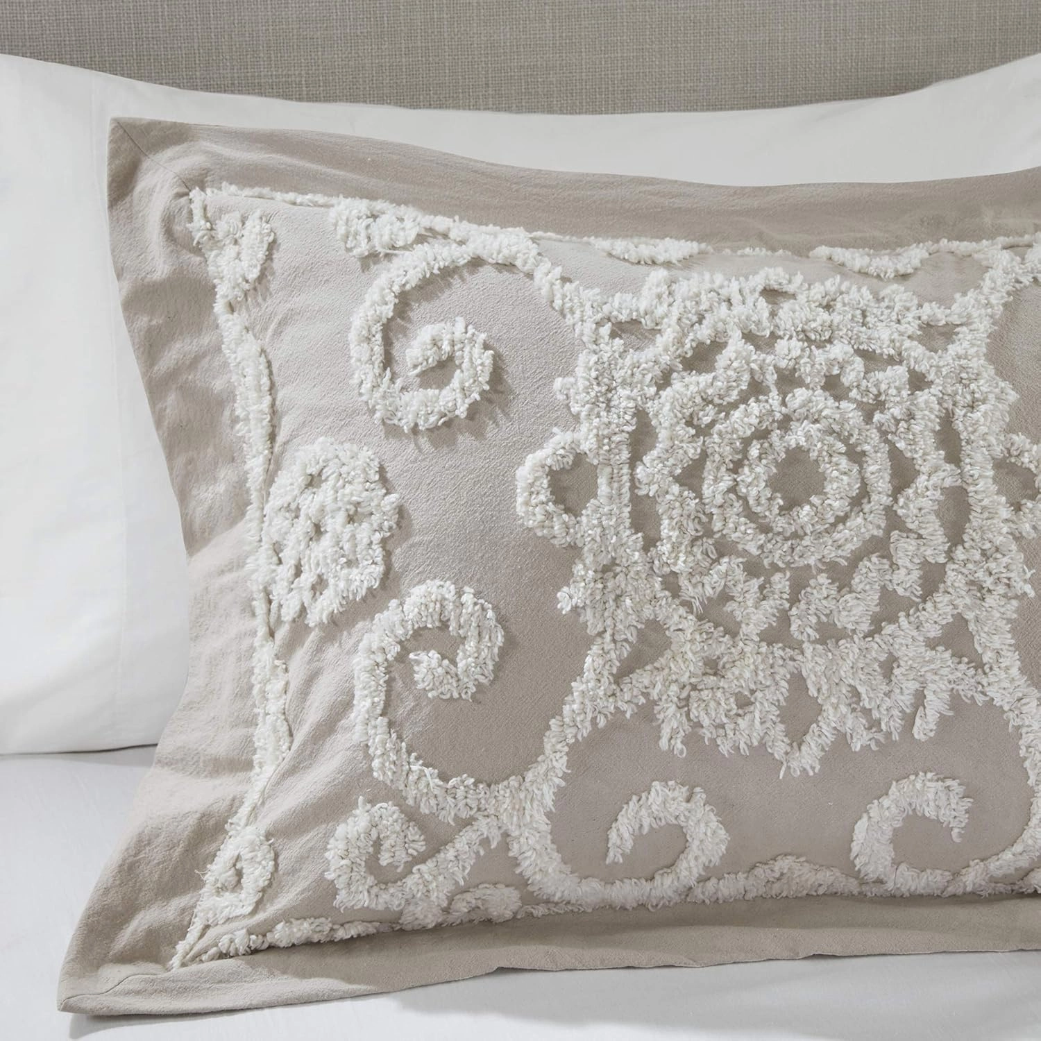 Harbor House 100% Cotton Duvet Set - Trendy Tufted Textured Design, All Season Cozy Bedding Modern Comforter Cover, Matching Shams, Suzanna Taupe Queen(90"x90") 3 Piece