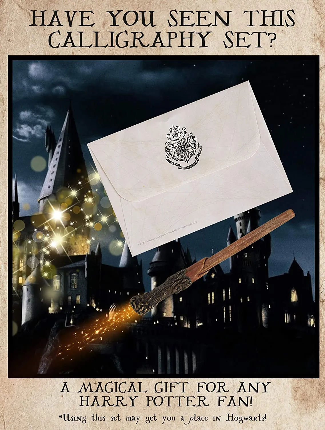 Harry Potter Gifts Letter Writing Set with Harry Potter Wand Pen Secret Messages Pen A5 Paper Envelopes Stamps & Wax Seal Stickers Stationery Supplies