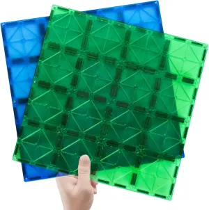 HAS HPPINESS and Surprise 2 pcs Super Big Durable Building Stabilizer Tiles,12 x 12 Gaint Squre Magnetic Tiles Building Plates,Jumbo 3D Magnet Puzzles Toys(Blue and Green)