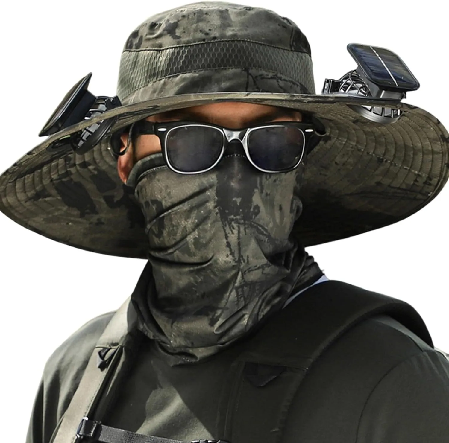 Hat with Fans Solar Power for Women & Men Ultralight UPF 50  Sun Hat Camping Cool Wide Brim Bucket Hats with 2 Solar Fans