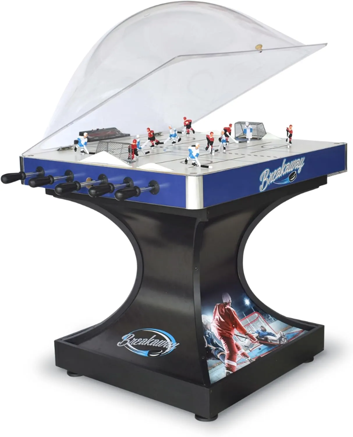 Hathaway Breakaway 41-In Dome Hockey Table for Family Game Room - With EZ-Grip Handles, Easy-Open Dome Top, LED Scoring Unit, Durable Chrome-Plated Metal Accents & Leg Levelers - Blue/Black Finish