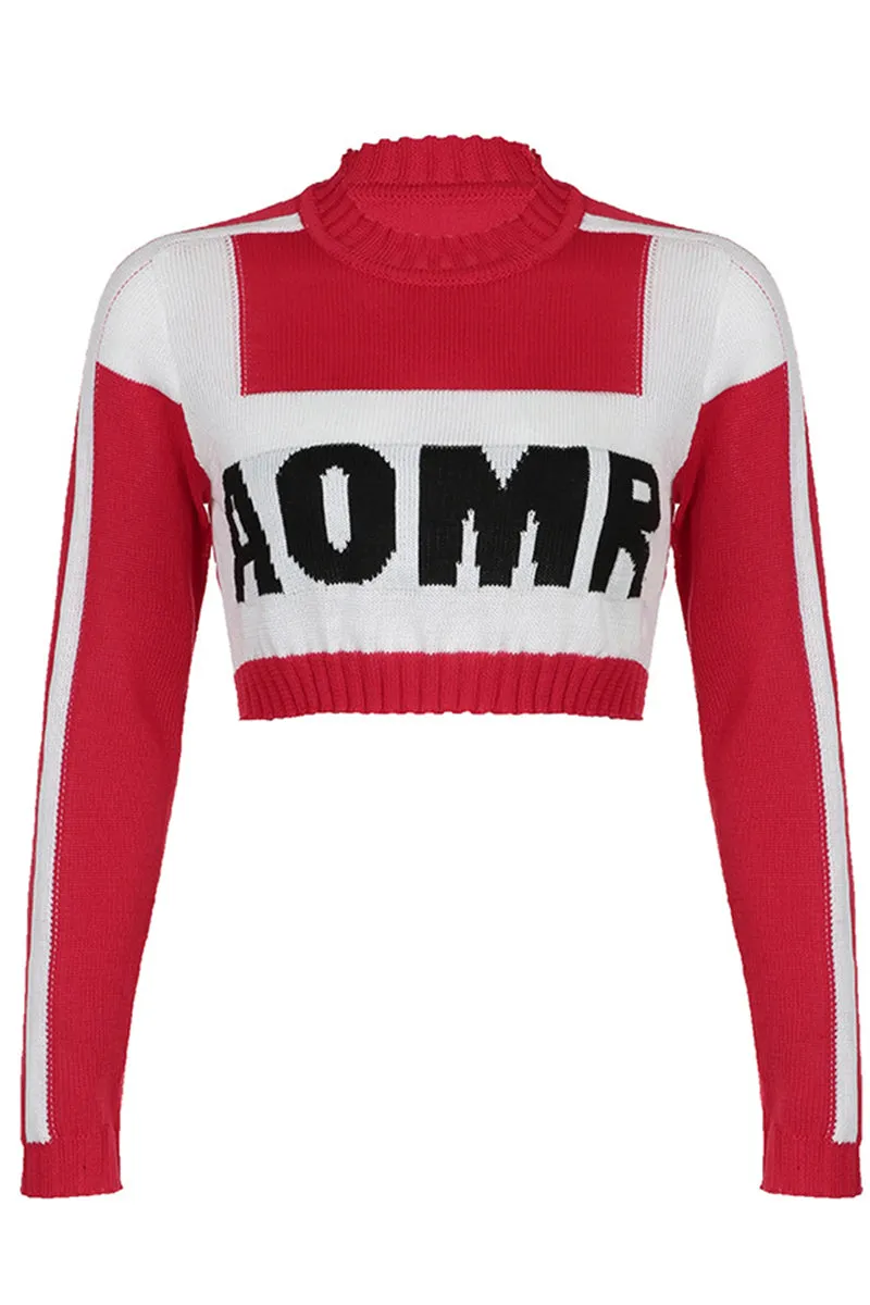 HBQ1279 Letter Print Sweatshirt & Skirt Set Top