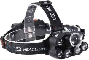 Headlamp, Rechargeable Headlamp for Super Bright Zoomable Headlight 6 Modes Adjustable Lightweight Headlamps for Camping Running Fishing Outdoors