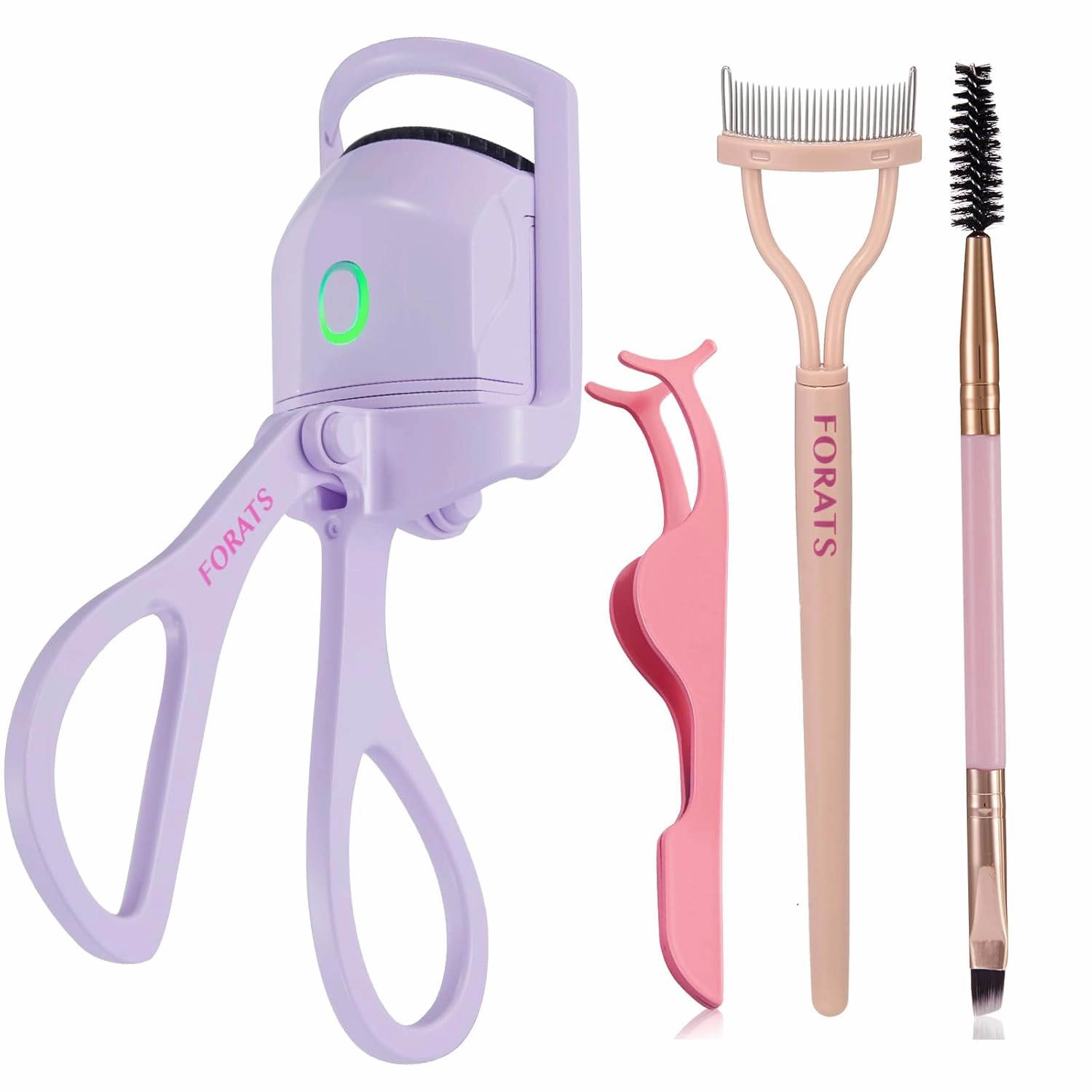 Heated Eyelash Curler - FORATS Heated Eyelash Curler, Portable non metal USB Rechargeable Electric Heated Eyelash Curler Handheld with 3 Heating Modes.