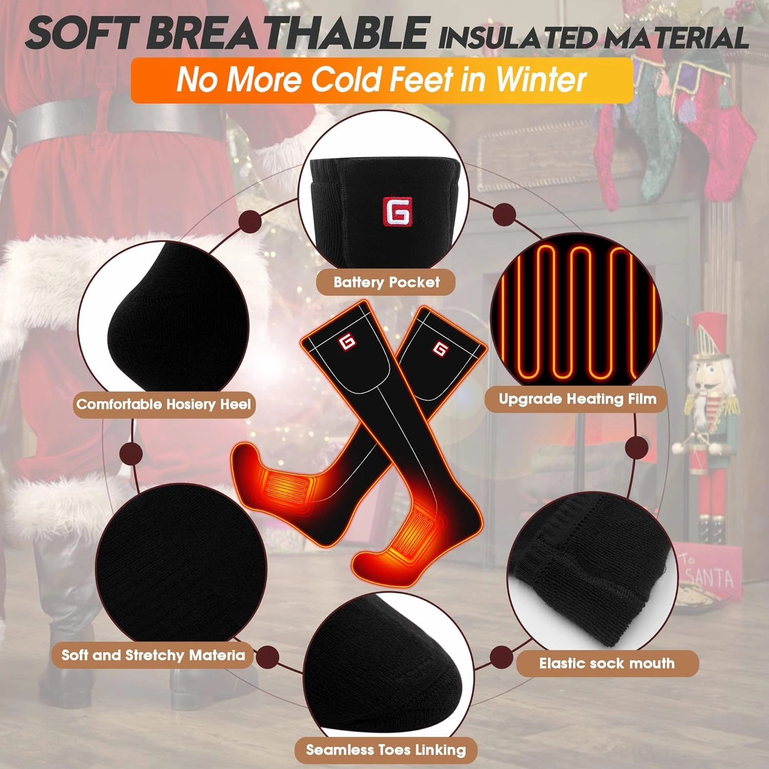 Heated Socks Women Electric Battery Socks Thermal Insulated Socks for Arthritis, Winter Thick Warm Cotton Sox Heating Foot Warmer, Unisex & USA 6-13 Size