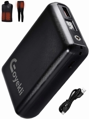 Heated Vest Battery Pack 7.4V 10000mAh, LCD Display Power Bank for Heated Jacket with USB DC Port, Particularly Suitable for Kids Fleece Heated Jacket