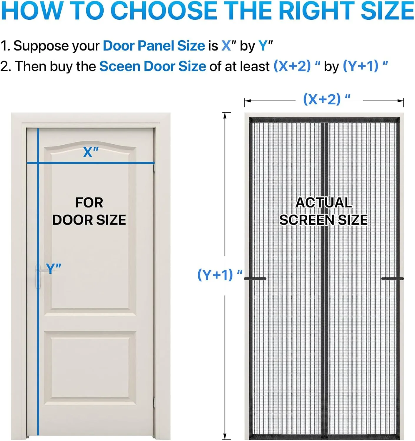 Heavy Duty Door Screen Magnetic Closure, LOVIGA Thickened Fiberglass Screen Door Mesh, Self Sealing, Tear Resistant, Easy Assemble, Fine Mesh Keep Bugs Out Fit Door Size 34 Inch X 82 Inch