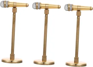 Hemoton 3pcs Miniature Microphone Model Tiny Microphone Decor for Dollhouse Accessories Fine Craftsmanship for Festivals Birthdays and Scene Layouts