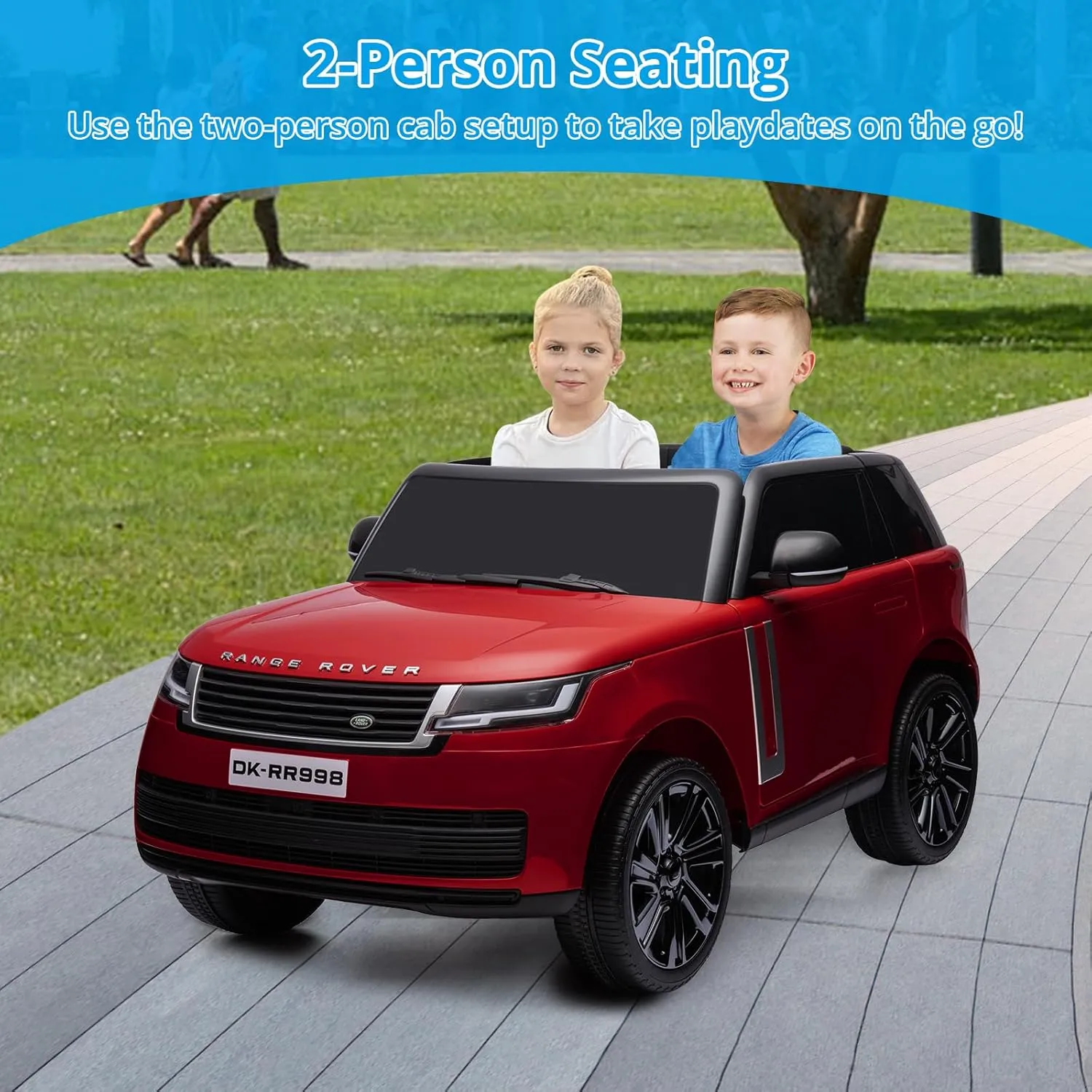 Hetoy 24V 2-Seater Licensed Land Rover Ride On Car Toy w/Parent Remote Control, 3 Speeds, Wireless Music, MP3 Player, Electric Car for Kids,Wine Red