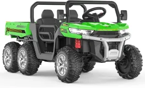 Hetoy 24V 2-Seater Ride On Dump Truck with Parent Remote Control, 4WD 6-Wheel Electric Car for Big Kids, UTV Style Dump Bed & Music Horn, ASTM/CPSIA Certified (Ages 3 )