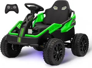 Hetoy 24V Ride On Toys for Big Kids, 4x85W 6MPH Ride On UTV Car w/Parent Remote, 16'' Wide Seat, Music, Horn, Metal Frame, 4 Shock Absorbers, Battery Powered Electric Cars for Kids, Green