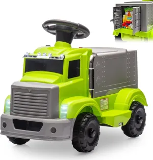Hetoy 6V Ride on Car for Toddlers, Interactive Electric Car for Kids w/Large Storage Area, Music, 2 Headlights, 5 LED Lights, Kids Car to Drive Includes 6V Rechargeable Battery & Charger, Green