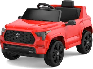 Hetoy Ride on Truck Car 12V Battery Powered Kids Electric Vehicles, Licensed Toyota Kid Cars, Ride on Toys with Remote Control, Spring Suspension, LED Lights, Music, 3 Speeds