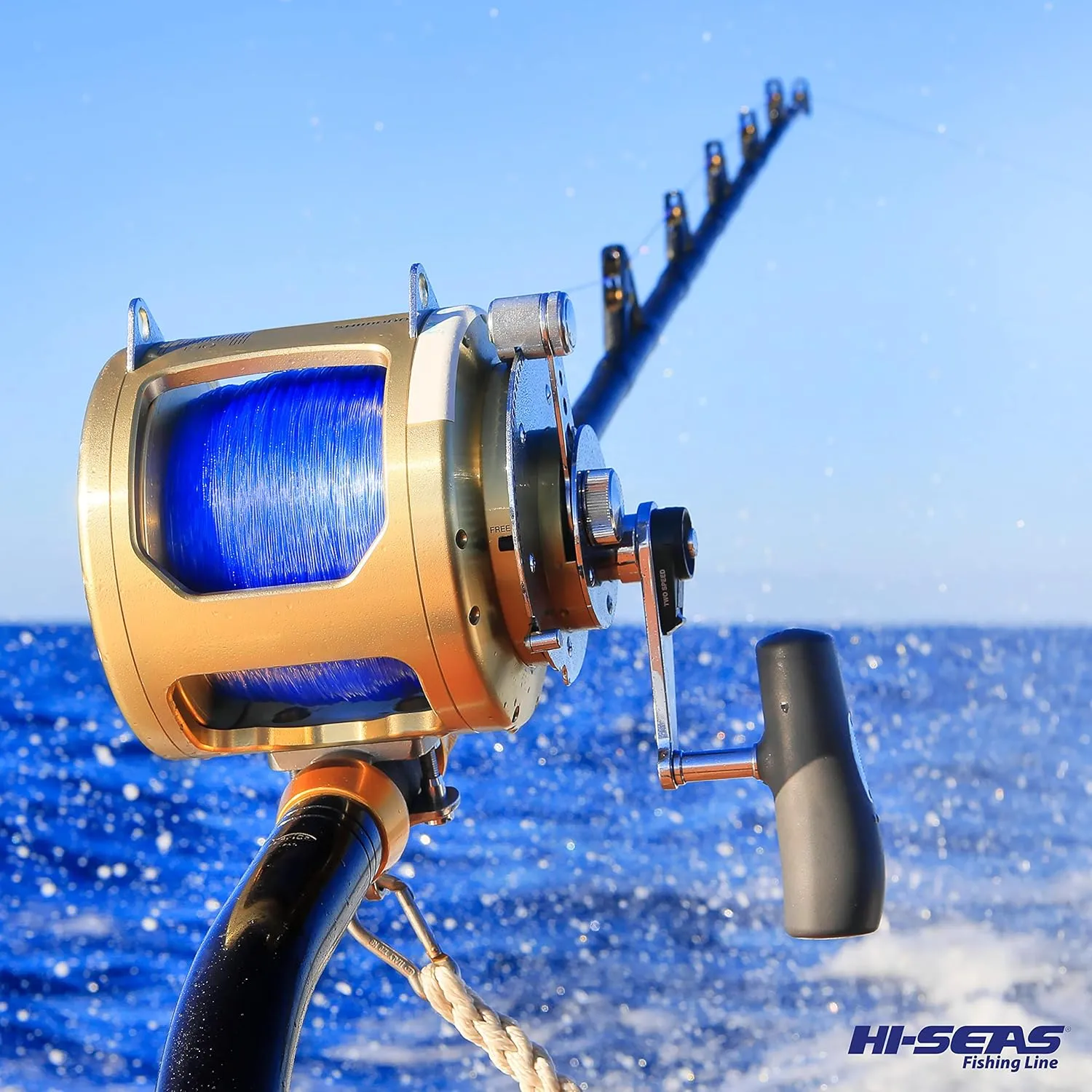 HI-SEAS Bluewater Monofilament Fishing Line - Up to 200% Stronger, Premium Heavy Duty Tournament Grade for Big Game Saltwater Fishing in Ocean Blue, Fluorescent Yellow, Orange Flame HI-VIS Colors