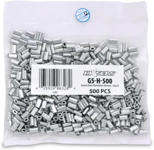 HI-SEAS Grand Slam Aluminum Fishing Line Crimp Sleeves - Bulk 500 Pieces, Durable and Strong Crimps for Monofilament 40lb Test up to 600lb Test for Saltwater Fishing Leaders