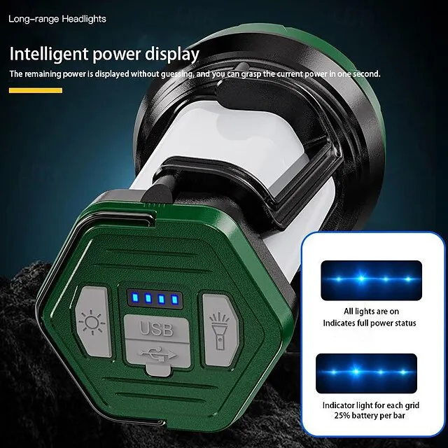 High Bright LED Camping Light Waterproof Portable Searchlight Emergency Charging Camping Light Outdoor Fishing Waterproof Patrol Searchlight