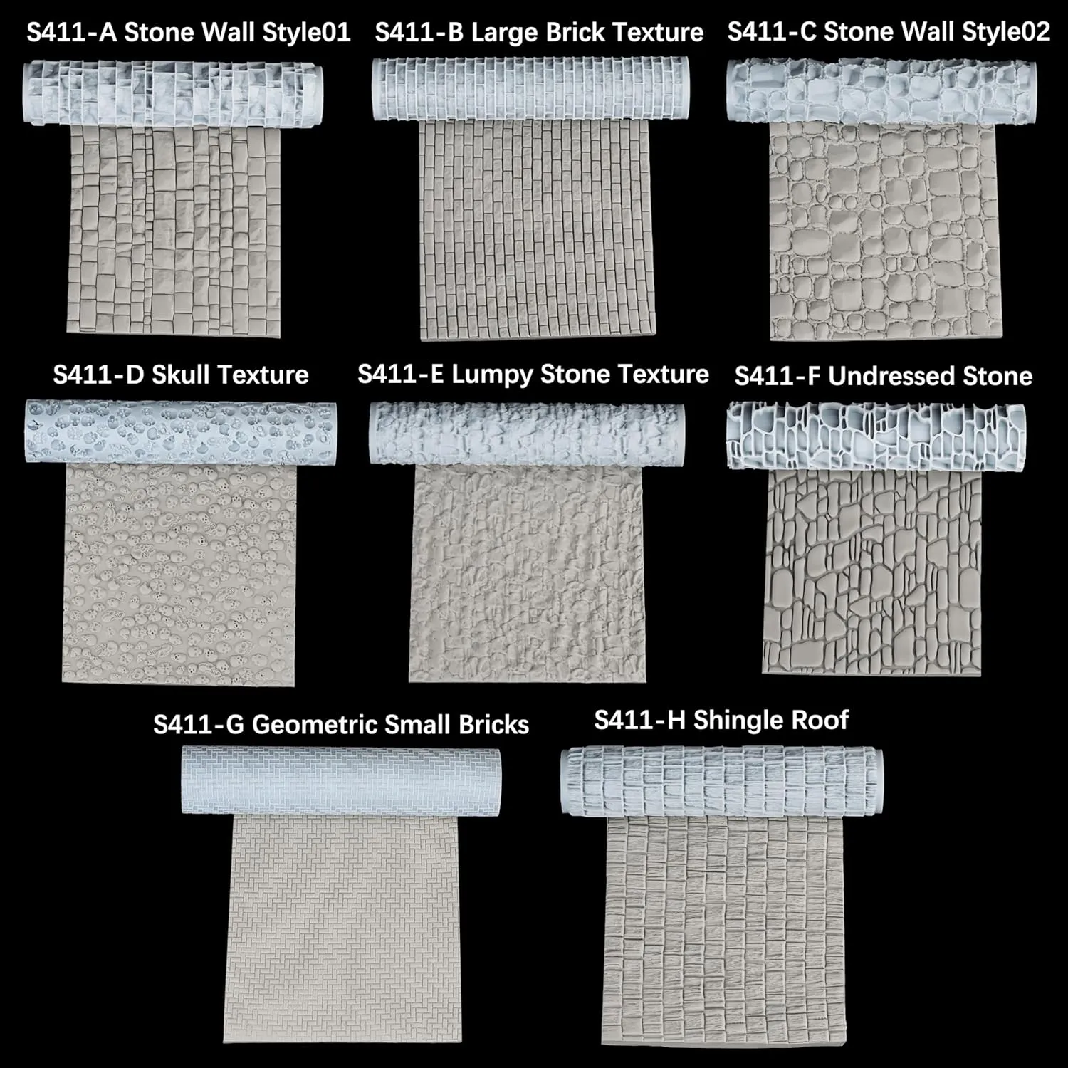 High Detail Texture Roller - Perfect for Clay, Foam, and Polymer Clay Modeling, Tabletop Game Terrain Building, and Role-Playing Games S411-H Shingle Roof