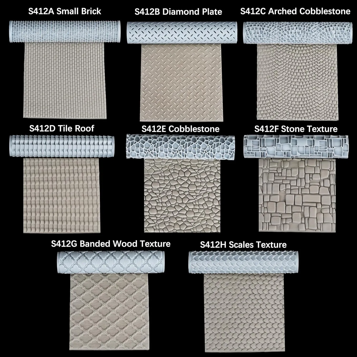 High Detail Texture Roller - Perfect for Clay, Foam, and Polymer Clay Modeling, Tabletop Game Terrain Building, and Role-Playing Games S411-H Shingle Roof