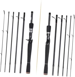 High Strength 6 Section Telescopic Rod 2.4m Short Lure Rod Sea Bass Carp Trout Freshwater Saltwater Durable Finish