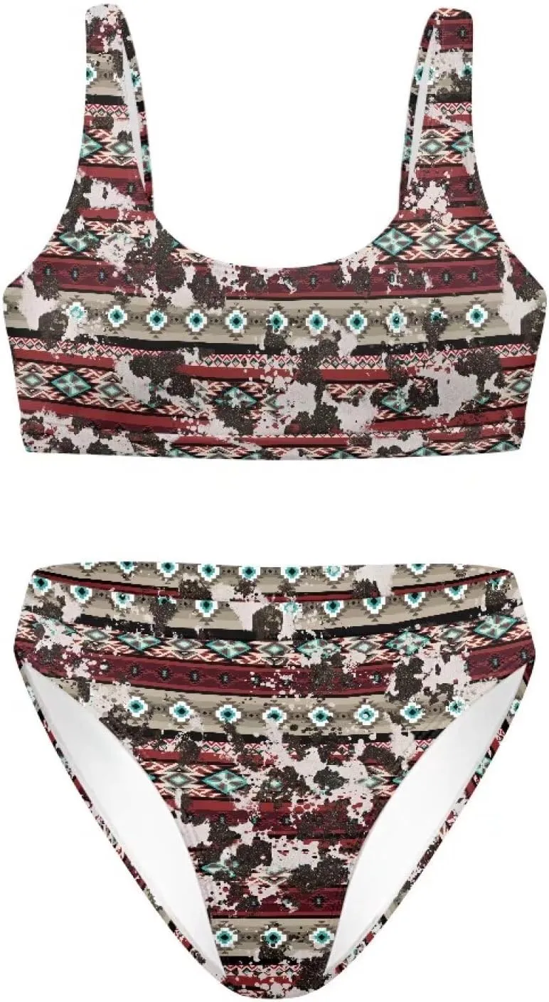 High Waisted 2 Piece Swimsuit,Bikini Sets for Women,Without Bra Pads Xs-5xl