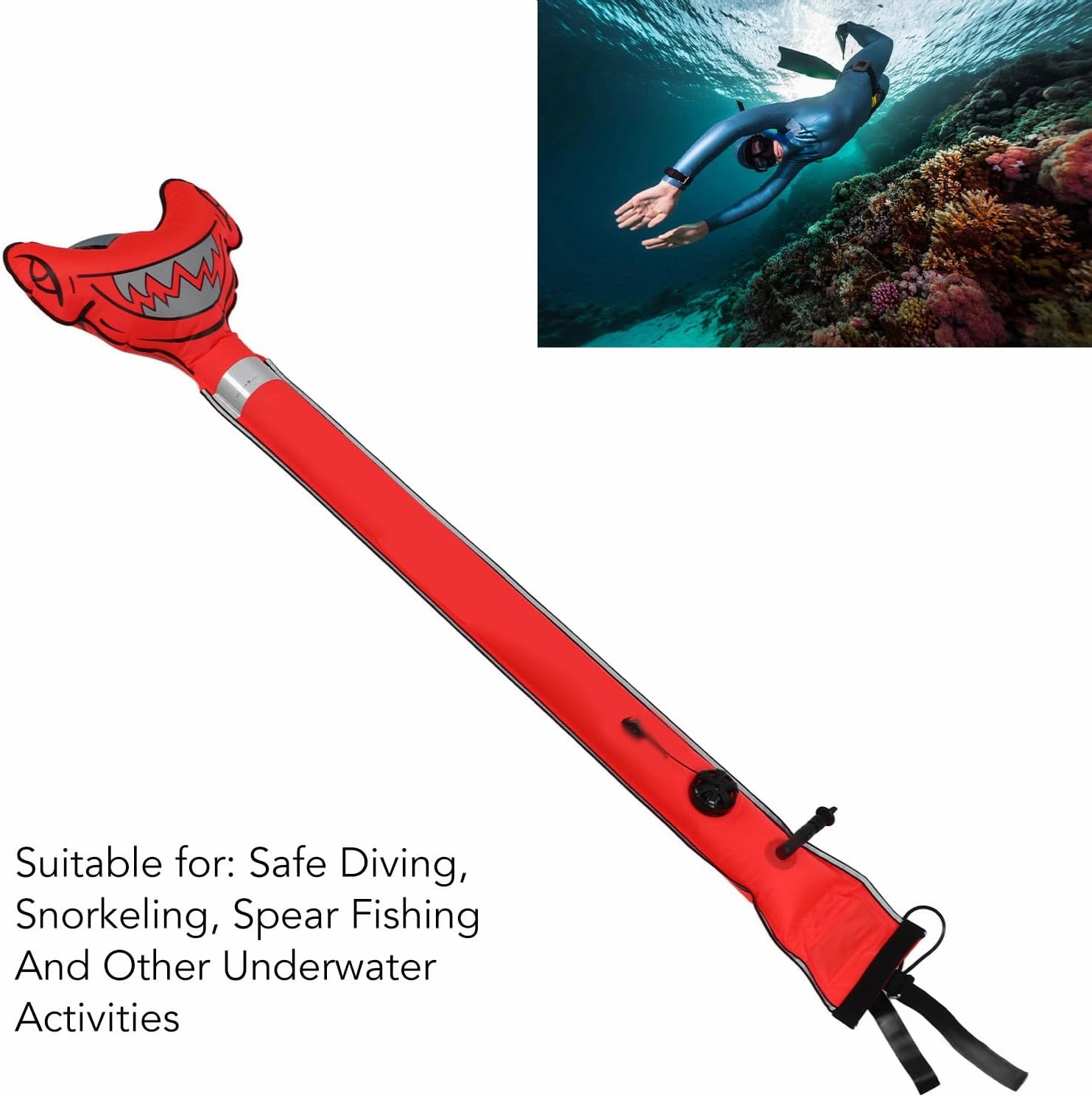 High Visibility Diving Buoy Marker Signal Tube, Nylon Material, Diving Indispensable Accessory, for Safe Diving, Snorkeling, Spear Fishing and Other Underwater Activities