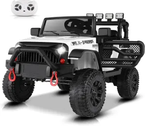 Hikole 12V Electric Car for Kids to Drive, Battery Car for Kid, Kids' Electric Vehicles, Powered Wheels with Remote, Bluetooth Music Dual Steering Shock Led Lights Safety Belt for Boy Girl 1 Seater