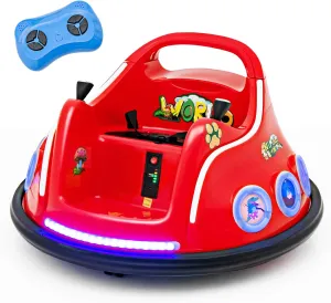 HONEY JOY 12V Toddler Bumper Car, Battery Powered Baby Ride on Bumper Car, Dual Joysticks, Flashing LED Light & Music, Electric Vehicle Ride on Toys w/Remote Control, Gift for Boys Girls (Red)