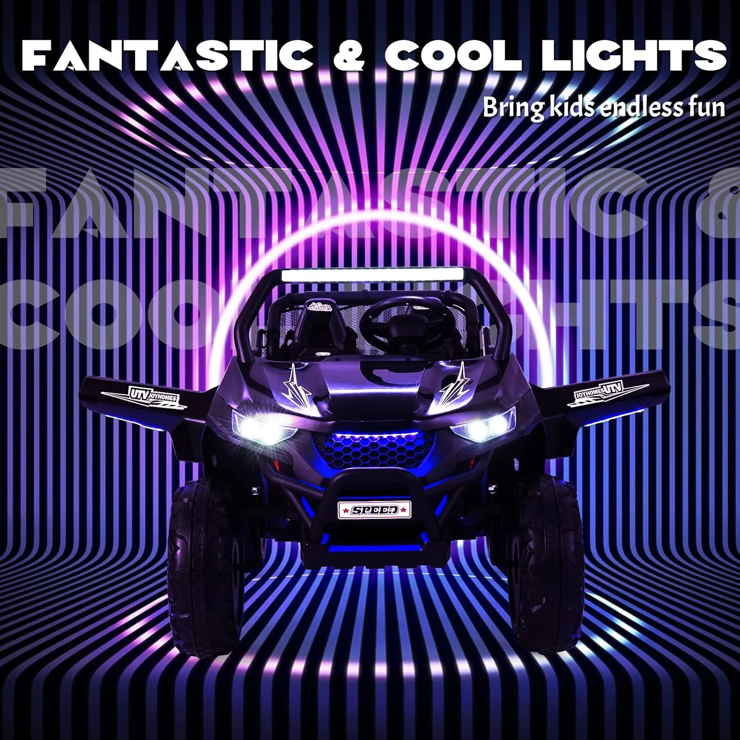 HONEY JOY 2 Seater Ride On Car, 12V Battery Powered Ride On Truck w/Remote Control, Spring Suspension, High/Low Speed, Storage, Music, USB, Ambience Lights, Electric Vehicle UTV for Kids (Black)