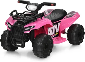 HONEY JOY Kids ATV, 4 Wheeler Battery Powered Toddler Quad with Front Storage Basket, Horn, Music, LED Lights, Footrest, Electric Car for Kids, 6V Ride On Toys for Boys Girls(Pink)