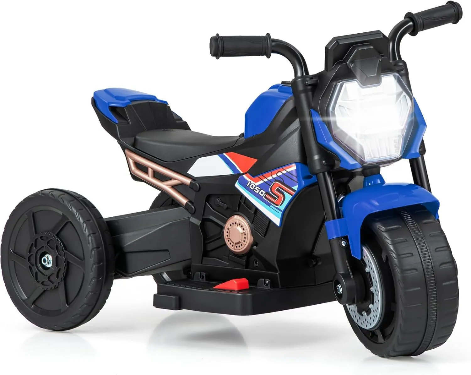 HONEY JOY Ride On Motorcycle, 3 Wheel Toddler Motorcycle with LED Light, Music, Foot Pedal, Forward/Backward, Expandable Rear Wheel, 6V Battery Powered Electric Motorcycle for Kids Boys Girls (Blue)