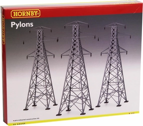 Hornby R530 Pylons for Model Railway OO Gauge, Model Train Accessories for Adding Scenery, Dioramas, Woodland, Buildings and More, Model Making Kits - 1:76 Scale Model Accessory