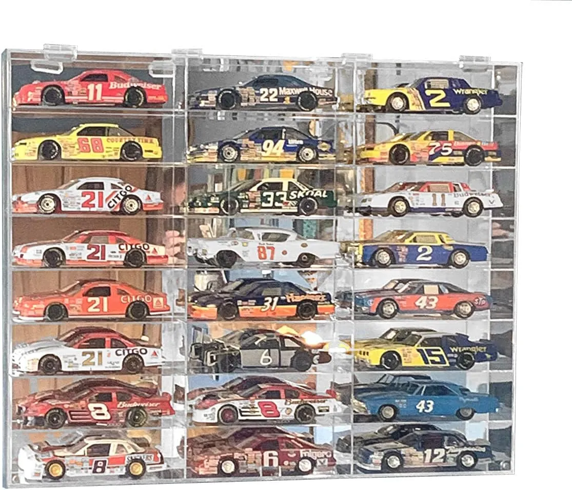 Hot Clear Acrylic Display Case for 1:24 Scale Diecast Toy Model Cars Wheels Storage Showcase, 24 Compartments, AHW24