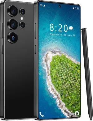 Huness I25 Ultra Unlocked Phone,Built in Pen The Phone,Cell Phone Battery 7000mAh 6.99" HD Screen,Android 14 8 256GB Smartphone,Dual SIM/5G/Face ID/Fingerprint Lock/GPS (Black)
