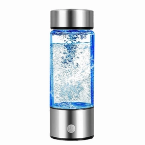 Hydrogen Water Bottle, Hydrogenated Water Generator with SPE PEM Technology, Portable 420ml Hydrogen Water Bottles, Rechargeable Ionizer Machine for Home Office Travel Fitness Drinking, Silver