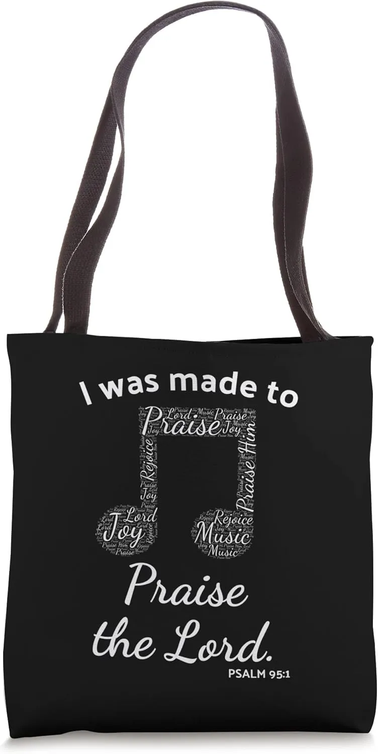 I Was Made to Praise The Lord Christian Music Word Cloud Tote Bag
