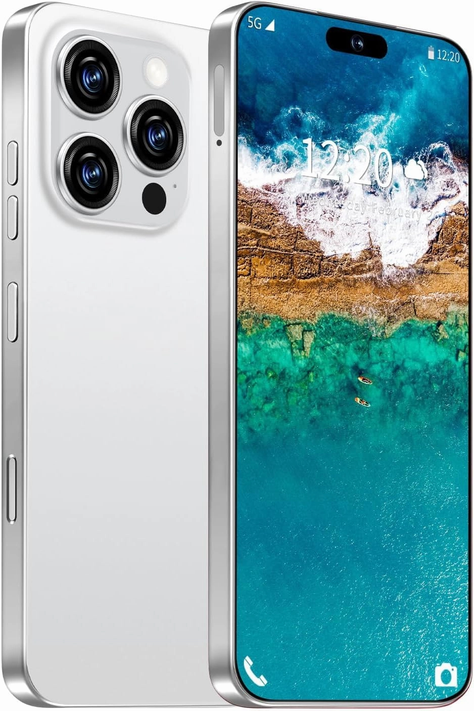 I16 ProMAX 12 512GB Smartphone Unlocked Cell Phone,6.99" HD Screen Unlocked Phones,Battery 7000mAh Android 13,Face ID/Fingerprint Button unlock/Photos/5G/Dual SIM/GPS (White, 12 512)