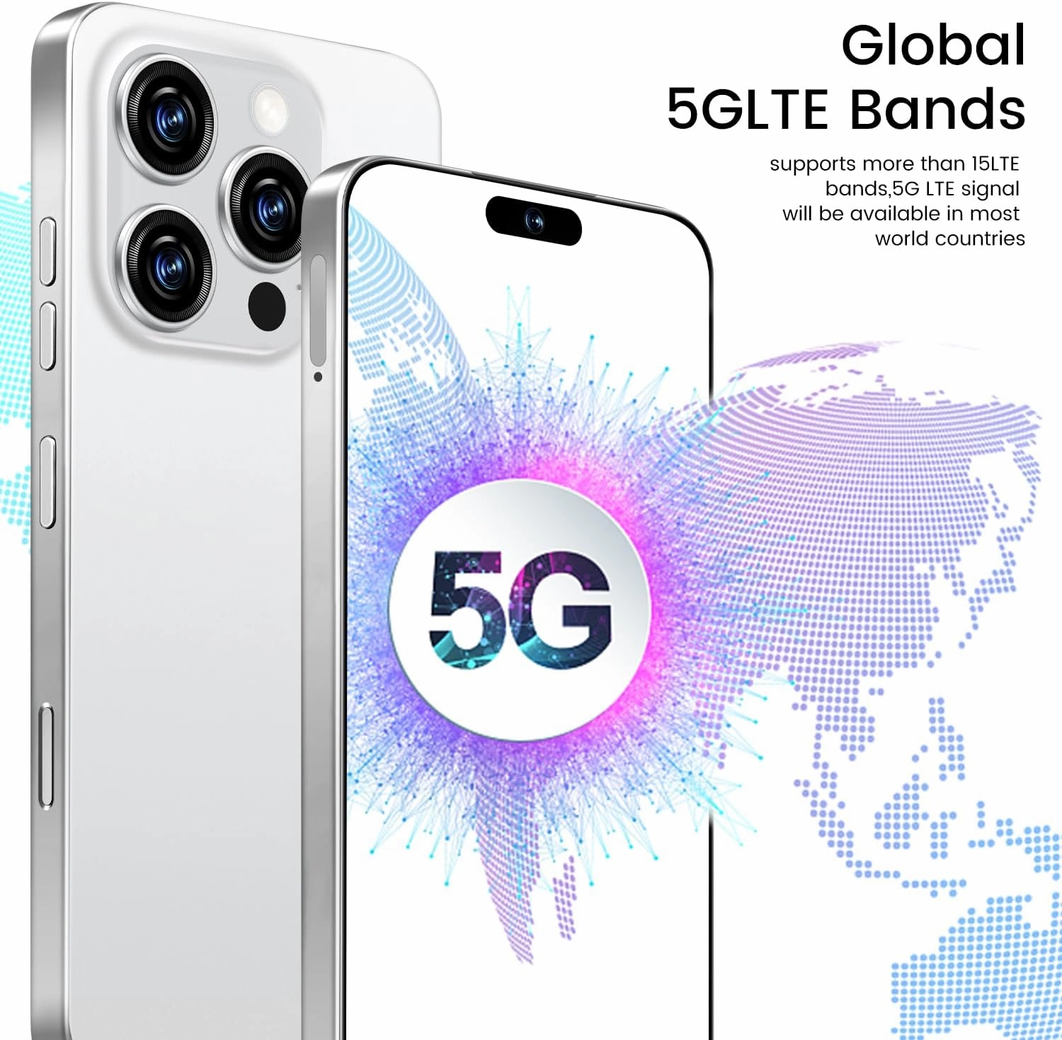 I16 ProMAX 12 512GB Smartphone Unlocked Cell Phone,6.99" HD Screen Unlocked Phones,Battery 7000mAh Android 13,Face ID/Fingerprint Button unlock/Photos/5G/Dual SIM/GPS (White, 12 512)