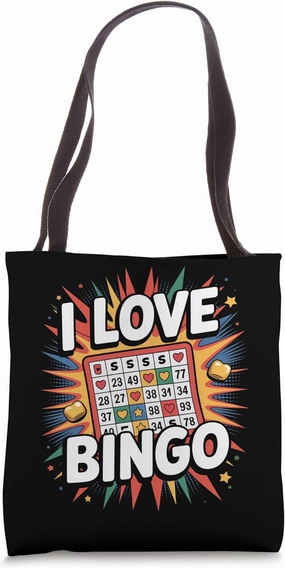 I Love Bingo Fun Vibrant Explosion Tote Bag
