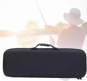 Ice Fishing Rod Hard Shell Case - Portable, Shockproof, Reel & Gear Storage Bags Organizer