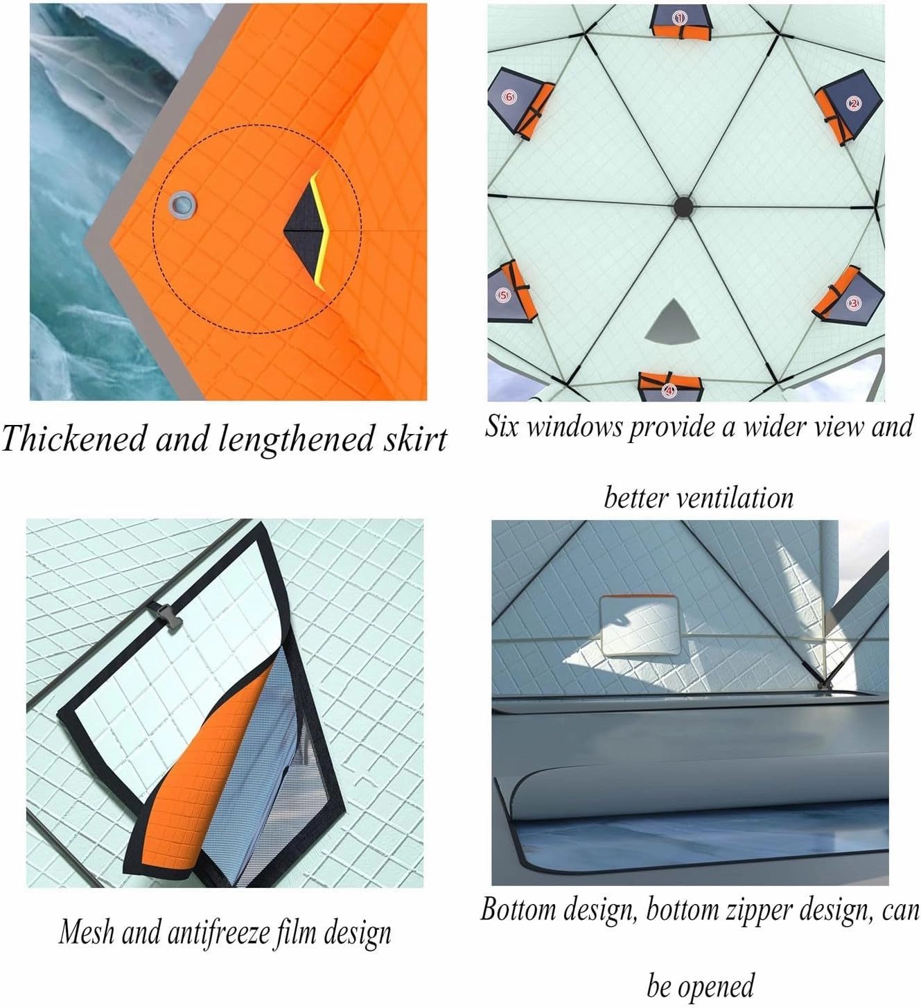 ice Fishing Tent ice Fishing shelter Insulated 6-8 Person Outdoor Warm and Anti-Cold Ice Fishing Tent with Ice Fishing Mat(Color:1)