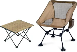 iClimb 1 Anti-Sinking Large Feet Chair and 1 Folding Table Bundle, Ultralight Compact for Solo Adult Outdoor Backpacking Camping Hiking Beach Concert Motorcycling