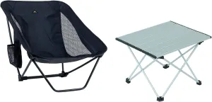 iClimb 1 Folding Table and 1 Low Folding Chair Bundle, Ultralight Compact for One Person Outdoor Backpacking Camping Hiking Beach Concert