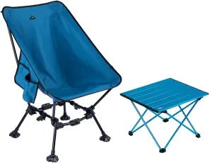 iClimb 1 Two-Heights Light Compact Anti-Sinking Chair and 1 Folding Table Bundle, Ultralight Compact for Adults Outdoor Camping Beach Concert Motorcycling