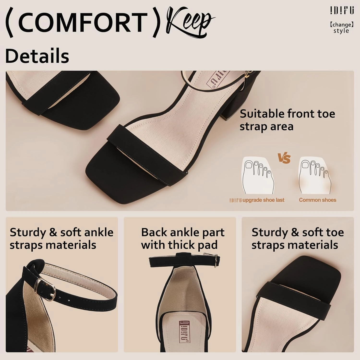 IDIFU IN4 High Chunky Block Heels Square Open Toe Ankle Strap Heeled Sandals Wedding Bridal Prom Dance Summer Dressy Comfortable Sexy Trendy Bride Bridesmaid Dress Shoes Cute Thick Women Heels