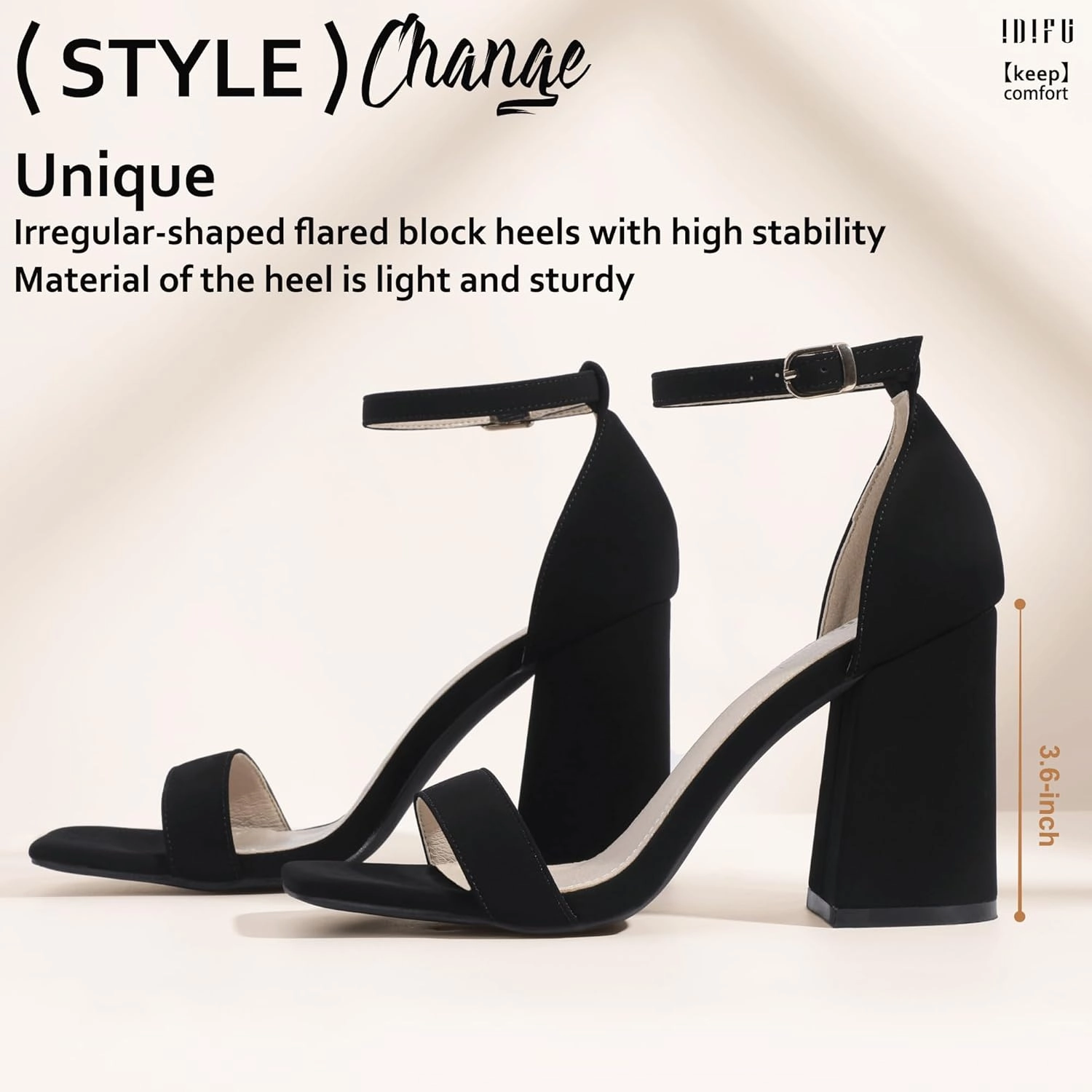IDIFU IN4 High Chunky Block Heels Square Open Toe Ankle Strap Heeled Sandals Wedding Bridal Prom Dance Summer Dressy Comfortable Sexy Trendy Bride Bridesmaid Dress Shoes Cute Thick Women Heels